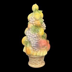 Vintage Art Pottery Ceramic Fruit Topiary Centerpiece Sculpture 15.5" Signed